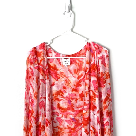 MISA LA Rose Talitha Layering Sheer Print Duster Maldive Marble Sz S - Picture 5 of 7